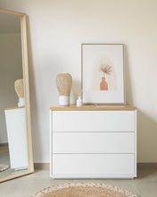 Load image into Gallery viewer, Abilen 3-drawer oak veneer and white lacquer chest of drawers 90 x 75 cm FSC 100% - image 3