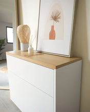 Load image into Gallery viewer, Abilen 3-drawer oak veneer and white lacquer chest of drawers 90 x 75 cm FSC 100% - image 4