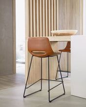 Load image into Gallery viewer, Brown synthetic leather Zahara barstool height 76 cm FSC 100% - image 4