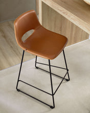 Load image into Gallery viewer, Zahara bar stool in brown synthetic leather with steel legs in black finish, height 65 cm, FSC 100% - image 6