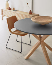 Load image into Gallery viewer, Argo black lacquered MDF round table wood effect steel legs Ø 120 cm - image 6