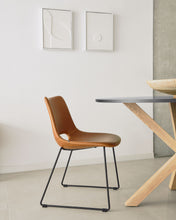 Load image into Gallery viewer, Zahara synthetic leather brown chair with steel legs with black finish FSC 100% - image 4
