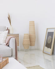 Load image into Gallery viewer, Large Kamaria floor lamp in rattan with natural finish UK adapter - image 3