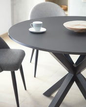 Load image into Gallery viewer, Argo round table in black lacquered MDF with steel legs with black finish Ø 120 cm - image 6