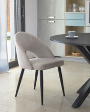 Load image into Gallery viewer, Beige Mael chair with steel legs with black finish FSC 100% - image 6