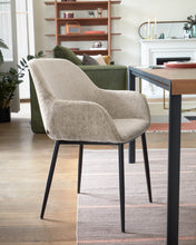 Load image into Gallery viewer, Konna chair in beige chenille with steel legs and painted black finish FR - image 6