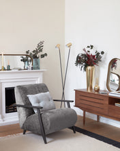 Load image into Gallery viewer, Meghan armchair in grey chenille and wood with wenge finish - image 6