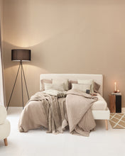 Load image into Gallery viewer, Dyla bed in white bouclé, with solid beech wood legs for a 160 x 200 cm mattress - image 5