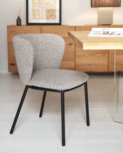 Load image into Gallery viewer, Ciselia chair with light grey bouclé and black metal FR - image 6