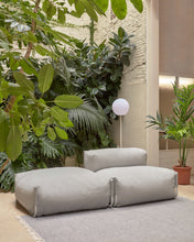 Load image into Gallery viewer, Square modular 100% outdoor sofa pouffe in light grey with white aluminium, 101 x 101 cm - image 6