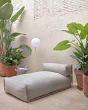 Load image into Gallery viewer, Square chaise longue pouffe with backrest in light grey with white aluminium, 165 x 101 cm - image 11