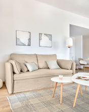 Load image into Gallery viewer, Tanit sofa bed in beige with natural finish solid beech wood legs, 210 cm FSC Mix Credit - image 11