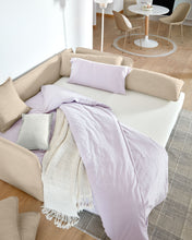 Load image into Gallery viewer, Tanit sofa bed in beige with natural finish solid beech wood legs, 210 cm FSC Mix Credit - image 12