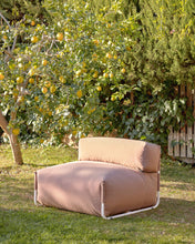 Load image into Gallery viewer, Square modular 100% outdoor sofa pouffe w/ backrest, terracotta, white aluminium 101x101cm - image 6