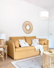 Load image into Gallery viewer, Tanit sofa bed in mustard with natural finish solid beech wood legs, 210 cm FSC Mix Credit - image 11