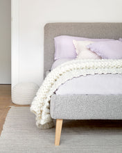 Load image into Gallery viewer, Dyla bed cover in light grey bouclé for a 160 x 200 cm mattress - image 3