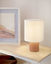 Load image into Gallery viewer, Eshe table lamp in ceramic with terracotta and white finish UK adapter - image 3