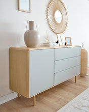 Load image into Gallery viewer, Anielle solid ash &amp; ash veneer sideboard with 1 door and 3 drawers, 150 x 78 cm - image 7