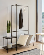 Load image into Gallery viewer, Galatia melamine and metal clothes rail with bench in black finish 100 x 150 cm - image 4