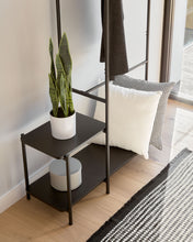 Load image into Gallery viewer, Galatia melamine and metal clothes rail with bench in black finish 100 x 150 cm - image 5