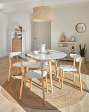 Load image into Gallery viewer, Oqui round extendable MDF table with white lacquer and solid beech legs 120(200)x120 cm - image 6