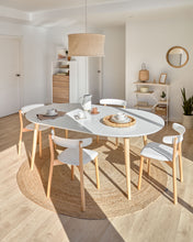 Load image into Gallery viewer, Oqui round extendable MDF table with white lacquer and solid beech legs 120(200)x120 cm - image 7