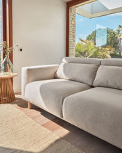 Load image into Gallery viewer, Singa 3 seater sofa with reclining headrest and extendable seat in beige 215 cm FSC Mix Credit - image 7
