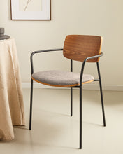 Load image into Gallery viewer, Maureen stacking chair in poplar plywood with warm tone finish and black metal legs, 100% FSC - image 10