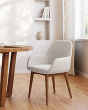 Load image into Gallery viewer, Konna chair in beige with solid ash wood legs in a dark finish - image 10