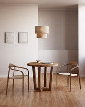 Load image into Gallery viewer, Nina stackable chair in FSC 100% solid acacia wood with walnut finish and beige rope seat - image 13