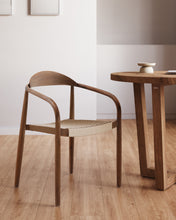 Load image into Gallery viewer, Nina stackable chair in FSC 100% solid acacia wood with walnut finish and beige rope seat - image 12