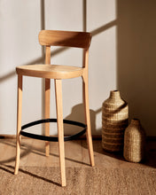 Load image into Gallery viewer, Romane stool beechwood stool with a natural finish, ash wood veneer and ratan seat 75 cm - image 13