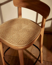 Load image into Gallery viewer, Romane stool beechwood stool with a natural finish, ash wood veneer and ratan seat 75 cm - image 15