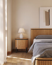 Load image into Gallery viewer, Licia mango wood bedside table with 1 door, with a natural finish and metal, 55 x 55 cm - image 7