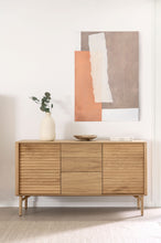 Load image into Gallery viewer, Lenon oak wood and veneer sideboard with 2 doors &amp; 3 drawers, 155 x 86 cm FSC MIX Credit - image 7