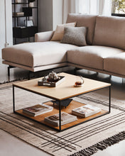 Load image into Gallery viewer, Yoana coffee table with oak veneer table top and base, white metal structure, 80 x 80 cm - image 3