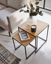Load image into Gallery viewer, Yoana set of 2 nesting side tables with oak wood veneer and black painted metal structure - image 4