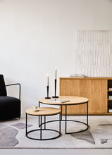 Load image into Gallery viewer, Yoana set of 2 nesting side tables with oak wood veneer &amp; black metal, Ø 80 cm / Ø 50 cm - image 3