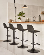 Load image into Gallery viewer, Orlando-T barstool - black synthetic leather and matt black steel 60-82 cm - image 7