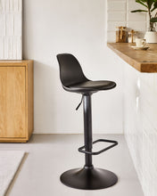 Load image into Gallery viewer, Orlando-T barstool - black synthetic leather and matt black steel 60-82 cm - image 6