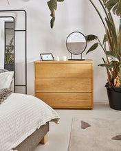 Load image into Gallery viewer, Abilen 3-drawer oak veneer chest of drawers, 90 x 75 cm, FSC™ certified - image 7