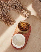 Load image into Gallery viewer, Dumbi set of 2 pet food and water bowls with support in white and brown Ø 14 cm FSC 100% - image 5