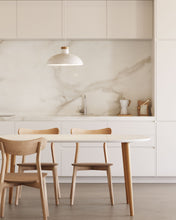 Load image into Gallery viewer, Oqui extendable round table in MDF with white lacquer and solid beech wood legs, 90 (170) x 90 cm - image 6