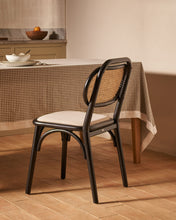 Load image into Gallery viewer, Doriane solid elm chair with black lacquer and upholstered seat - image 4