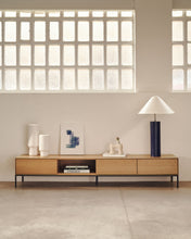 Load image into Gallery viewer, Vedrana 3 drawer TV stand in oak veneer with black steel legs, 195 x 35 cm - image 7