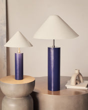 Load image into Gallery viewer, Shiva metal table lamp with blue and white painted finish, 25 cm, UK adaptor - image 5