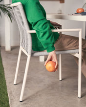 Load image into Gallery viewer, Culip stackable outdoor chair in aluminium and cord in white - image 13