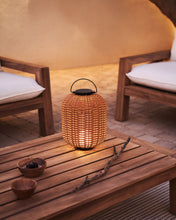 Load image into Gallery viewer, Saranella portable table lamp in brown faux rattan - image 3