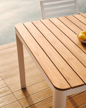 Load image into Gallery viewer, Bona aluminium and solid teak table, 100% outdoor suitable with white finish, 200 x 100 cm - image 7