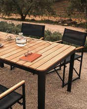 Load image into Gallery viewer, Bona aluminium and solid teak table, 100% outdoor suitable with black finish, 200 x 100 cm - image 5